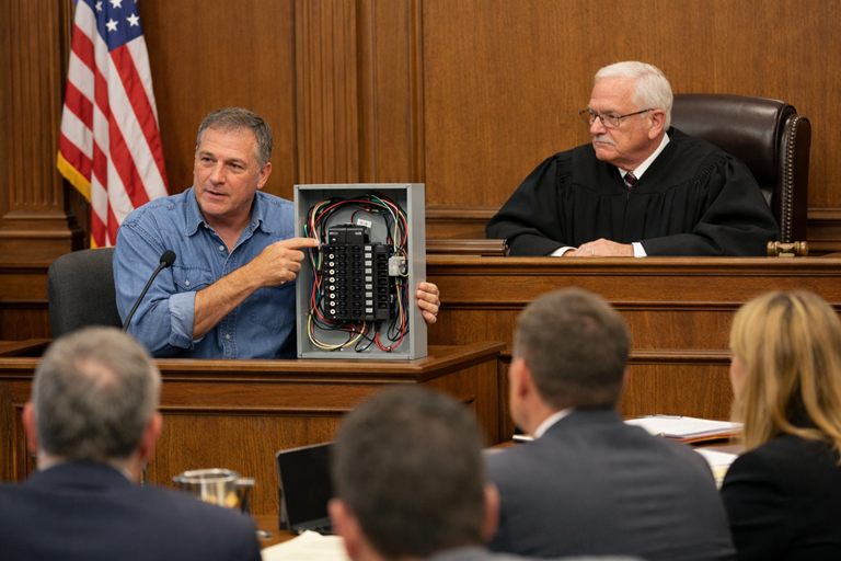 Electrician at witness stand Expert Witness From Trade Industry